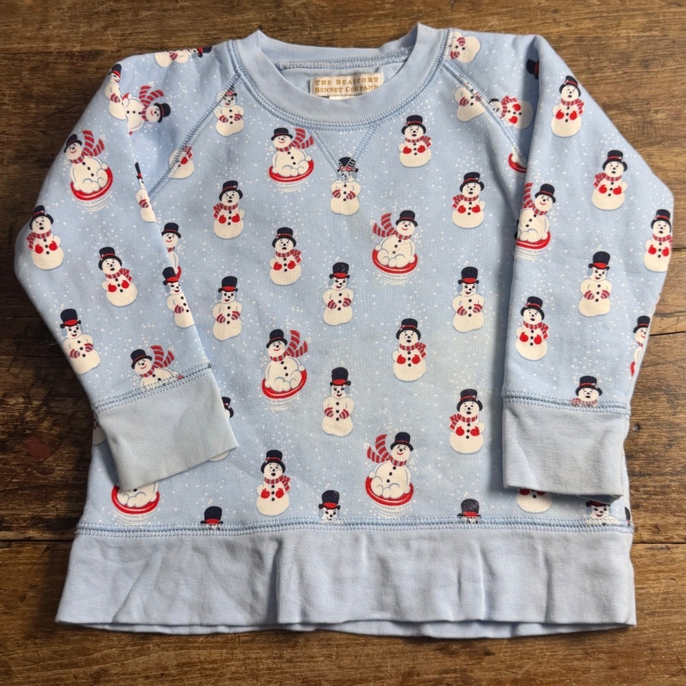 The Beaufort Bonnet Company Snowman Print Sweatshirt Blue 2T Toddler Pullover